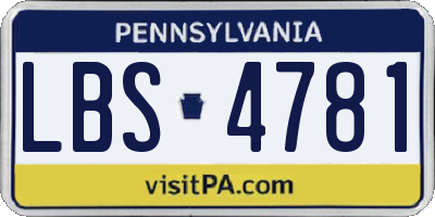 PA license plate LBS4781