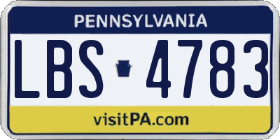 PA license plate LBS4783