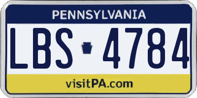 PA license plate LBS4784