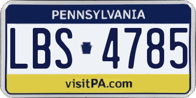 PA license plate LBS4785