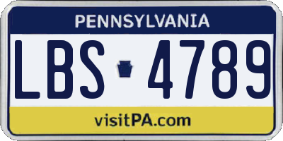 PA license plate LBS4789