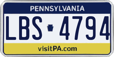 PA license plate LBS4794