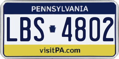 PA license plate LBS4802