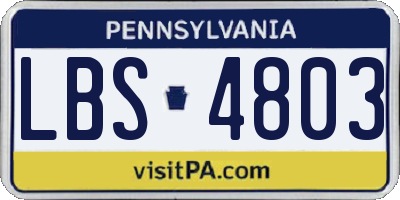 PA license plate LBS4803
