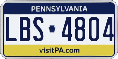 PA license plate LBS4804