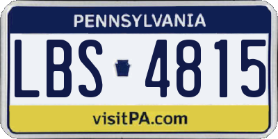 PA license plate LBS4815