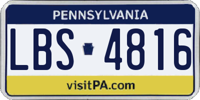 PA license plate LBS4816