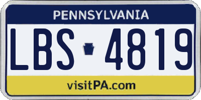PA license plate LBS4819