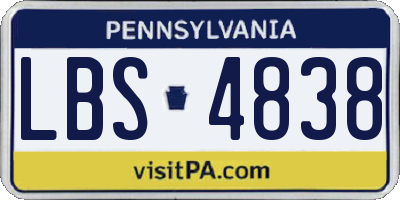 PA license plate LBS4838