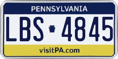 PA license plate LBS4845