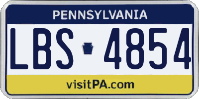 PA license plate LBS4854