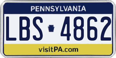 PA license plate LBS4862