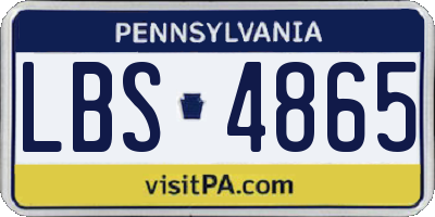 PA license plate LBS4865