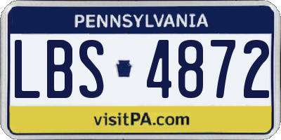 PA license plate LBS4872