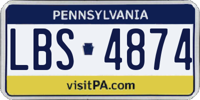 PA license plate LBS4874