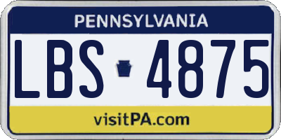 PA license plate LBS4875