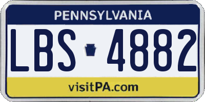 PA license plate LBS4882