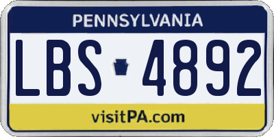PA license plate LBS4892
