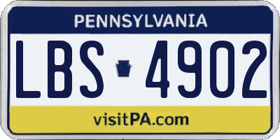 PA license plate LBS4902
