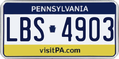 PA license plate LBS4903