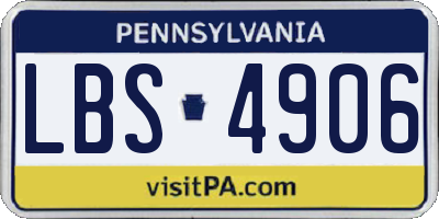 PA license plate LBS4906