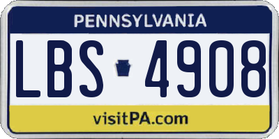 PA license plate LBS4908