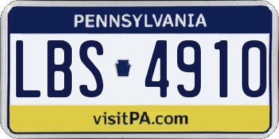 PA license plate LBS4910