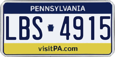PA license plate LBS4915