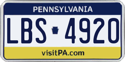 PA license plate LBS4920