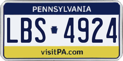 PA license plate LBS4924