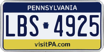 PA license plate LBS4925
