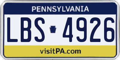 PA license plate LBS4926