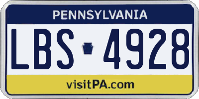 PA license plate LBS4928