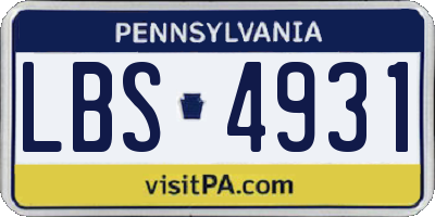 PA license plate LBS4931