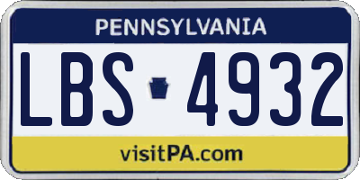 PA license plate LBS4932