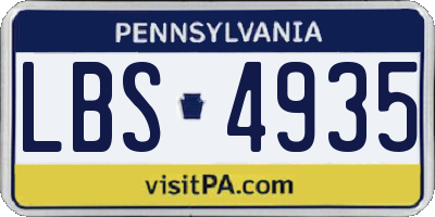 PA license plate LBS4935