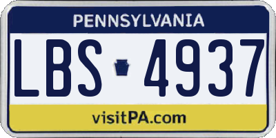 PA license plate LBS4937