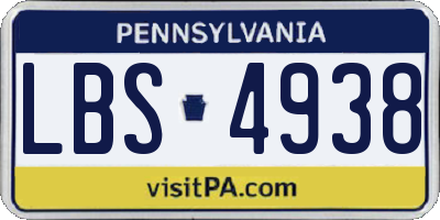 PA license plate LBS4938