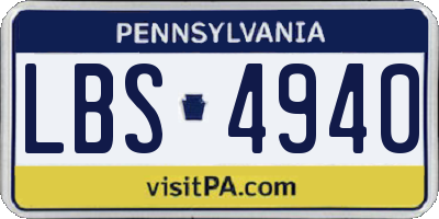 PA license plate LBS4940