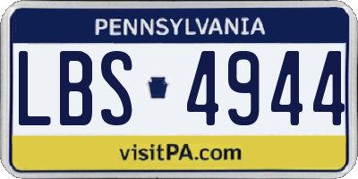 PA license plate LBS4944