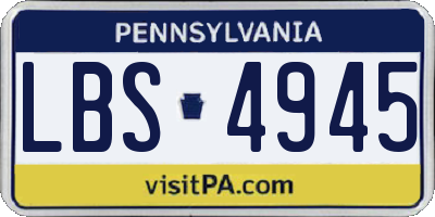 PA license plate LBS4945