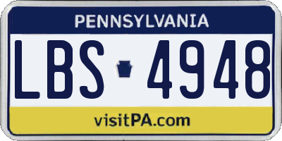 PA license plate LBS4948