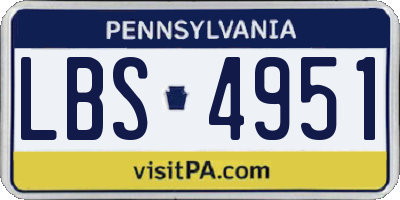 PA license plate LBS4951