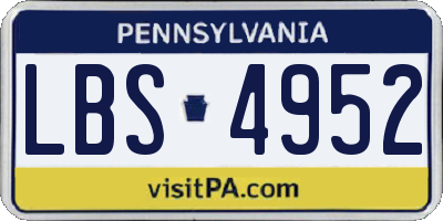 PA license plate LBS4952