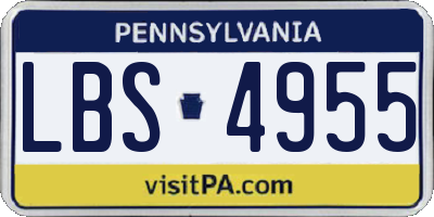 PA license plate LBS4955