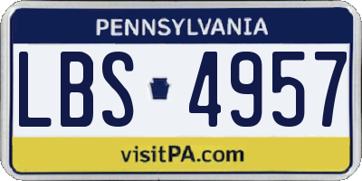 PA license plate LBS4957