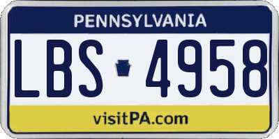 PA license plate LBS4958
