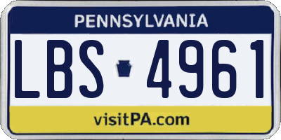 PA license plate LBS4961
