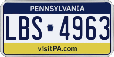 PA license plate LBS4963