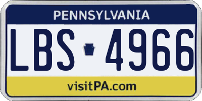 PA license plate LBS4966